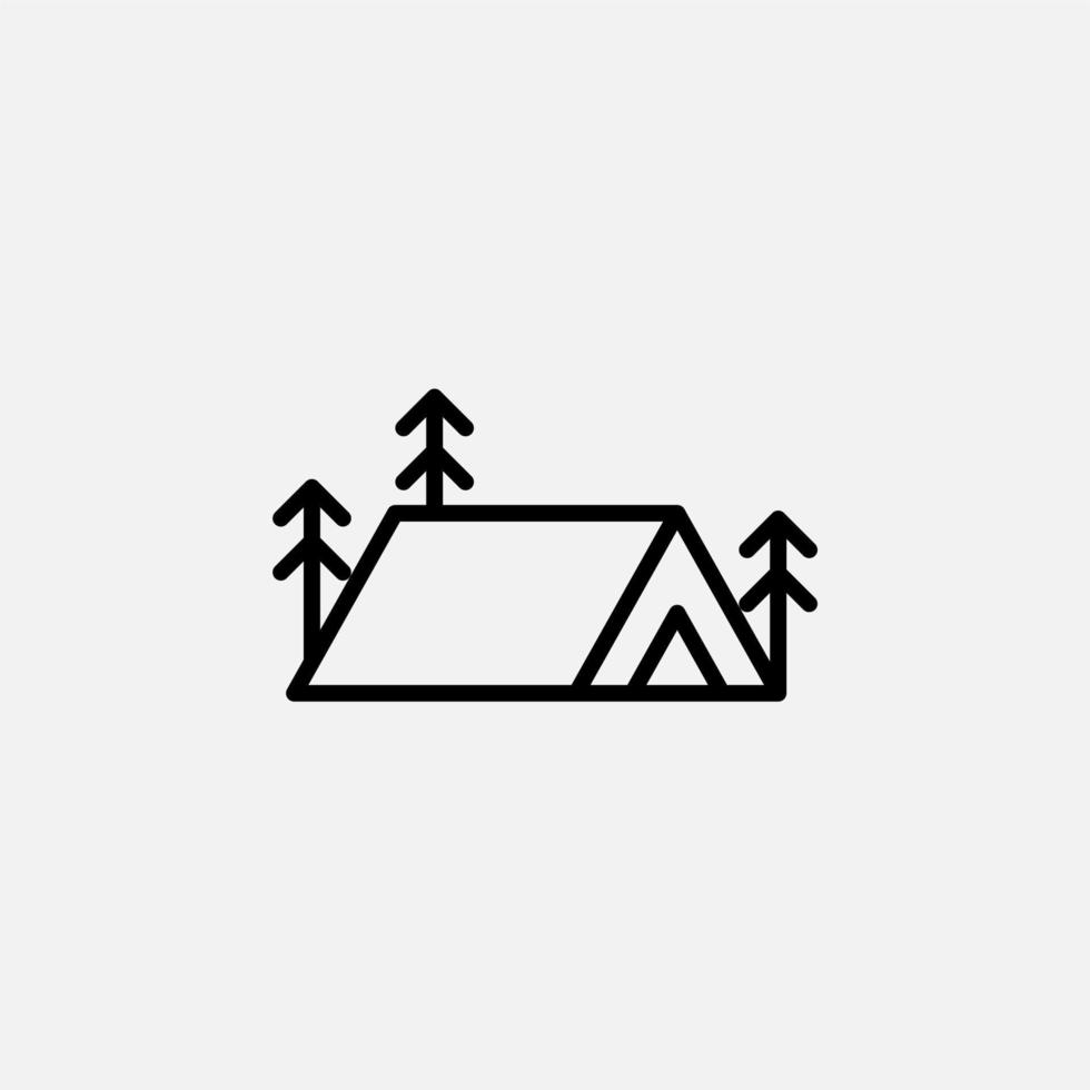 kamp, tent, camping, reizen lijn pictogram, vector, illustratie, logo sjabloon. geschikt voor vele doeleinden. vector