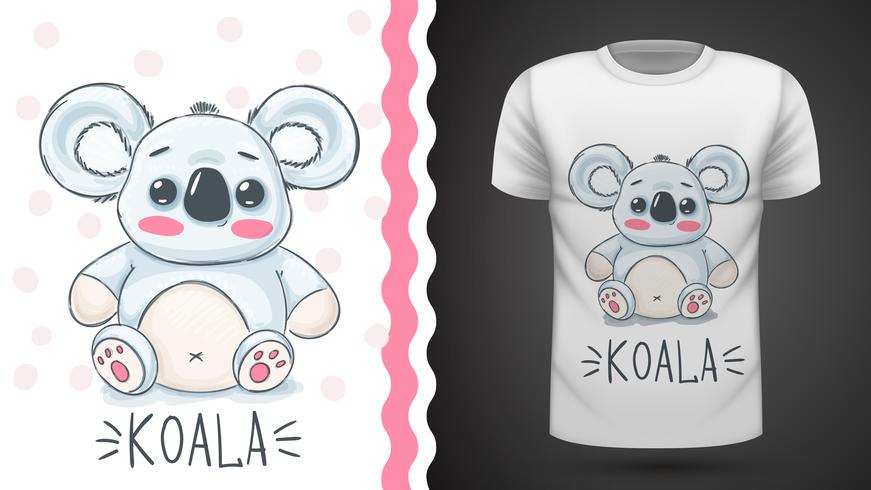 Leuke koala - idee voor print t-shirt. vector