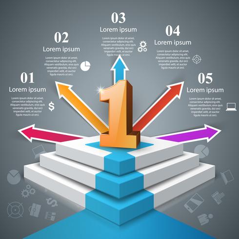 Infographics de ladder naar succes. Een pictogram. Zakelijke trap. vector