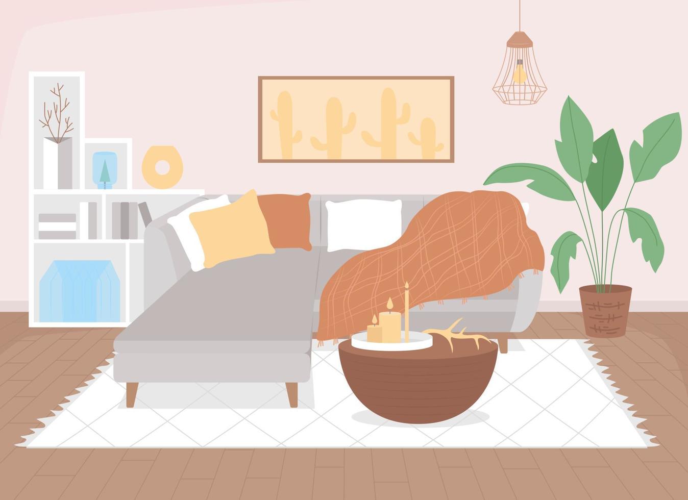 comfortabele woonkamer egale kleur vectorillustratie vector