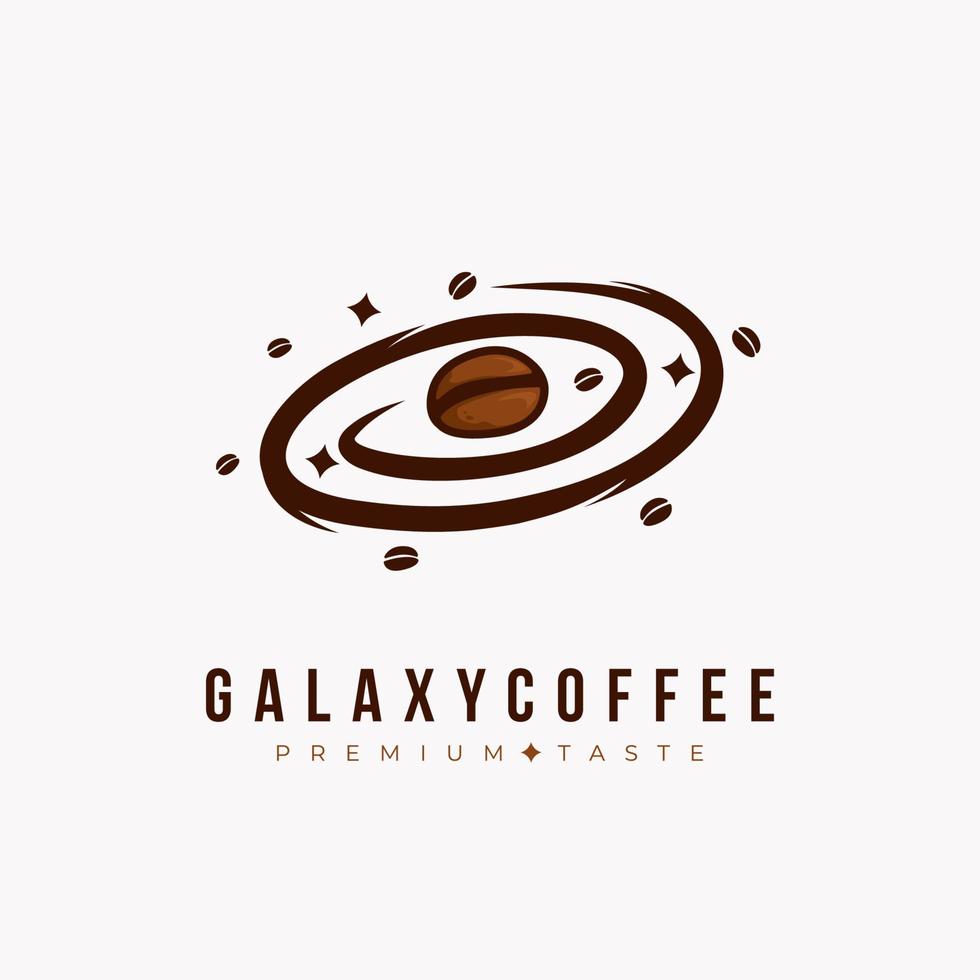 melkwegkoffie-logo, koffieboon als planeet in het melkweglogo-pictogramconcept voor café en coffeeshop vector