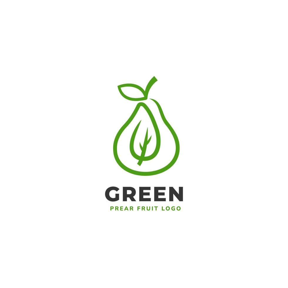 vers groen peer fruit logo sjabloon met bladpictogram erin vector