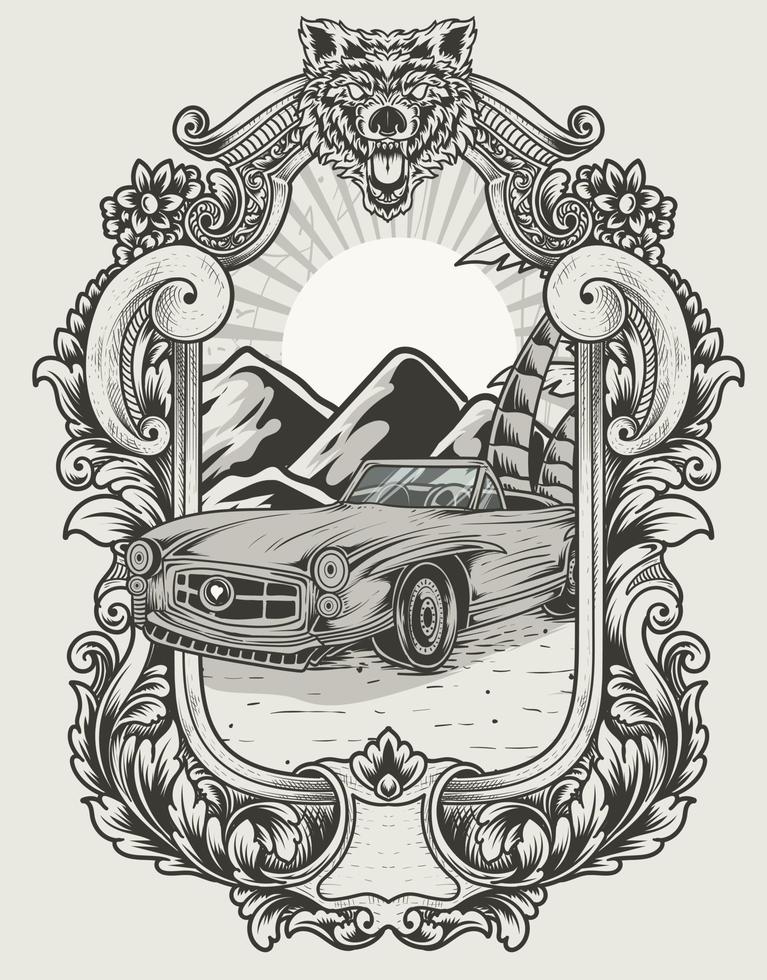 illustratie vintage auto retro stijl vector