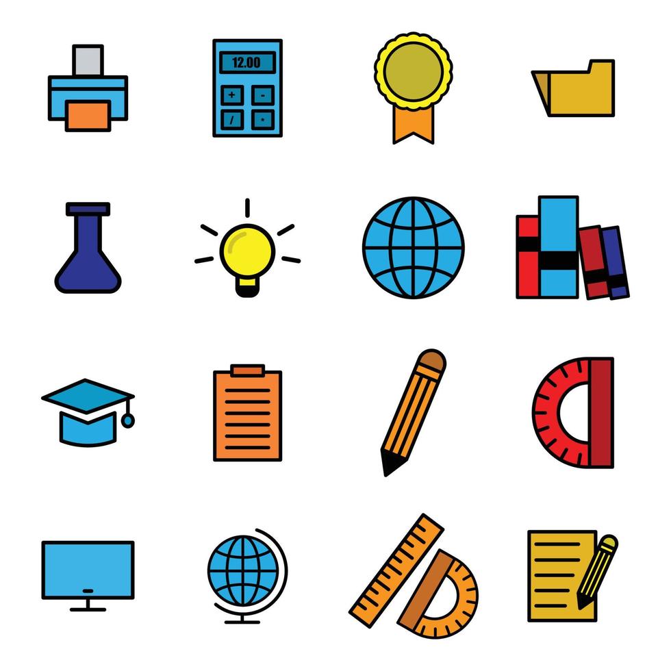 onderwijs instellen platte pictogram. ontwerpsjabloon vector