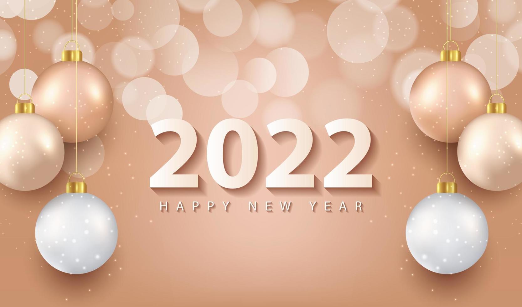 2022 gelukkig nieuwjaar wenskaart achtergrond met realistische gouden bal ontwerp voor wenskaart, poster, banner. vectorillustratie. vector