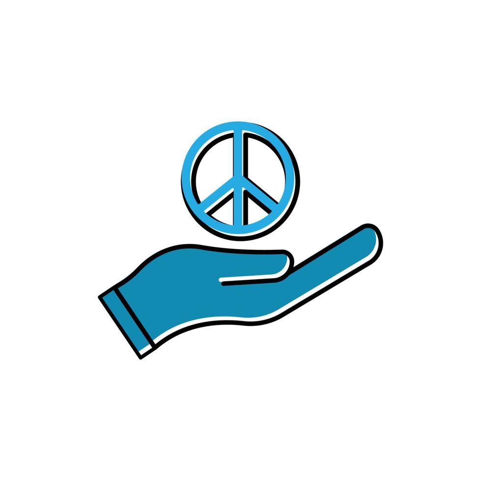 vrede plat symbool. hand en vrede icoon. ontwerpsjabloon vector