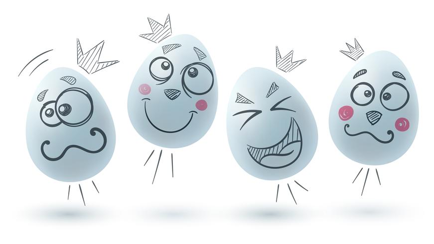 Gelukkig Pasen. Drie eieren op de witte achtergrond. vector