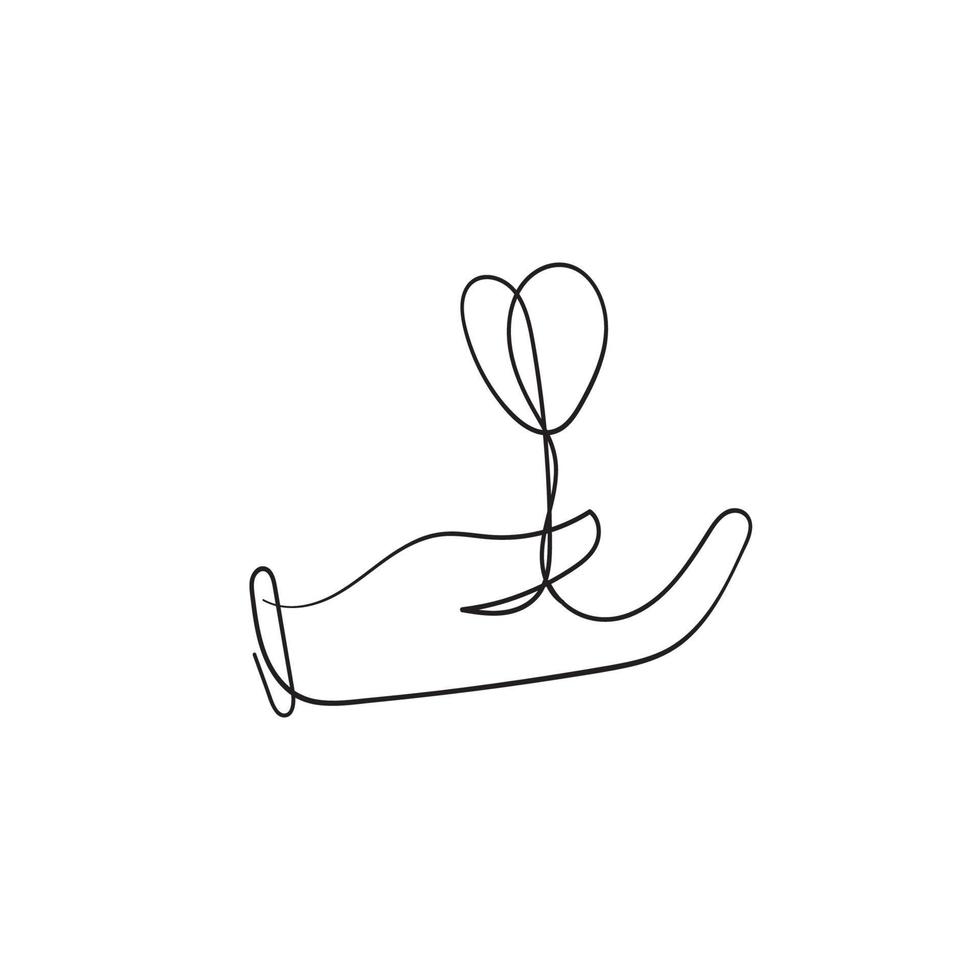 hart in de hand, een symbool van liefde. vector illustratie eps10.single line concept met doodle style