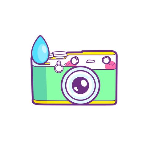 schattige camera sticker emoticon vector