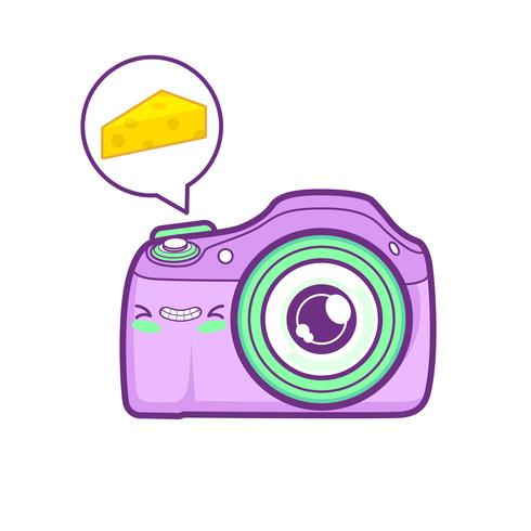 schattige camera sticker emoticon vector