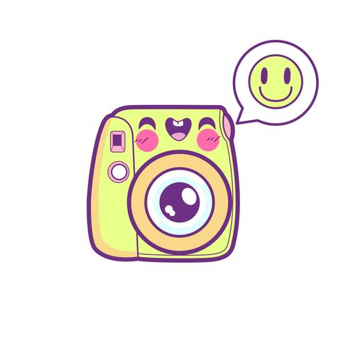 schattige camera sticker emoticon vector