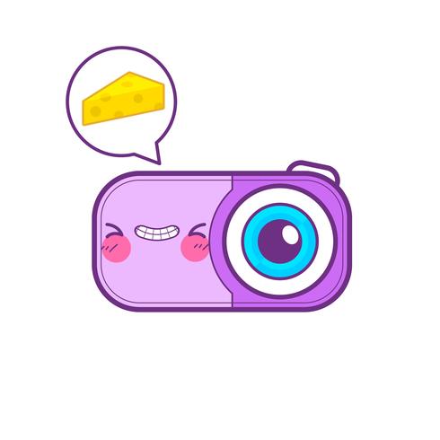 schattige camera sticker emoticon vector