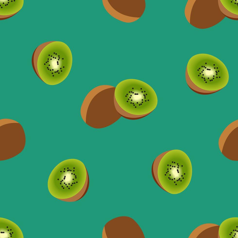 kiwi herhaalpatroon, fruitige herhalingspatroon vectorillustratie gemaakt met kiwi's op vlakke achtergrond. vector