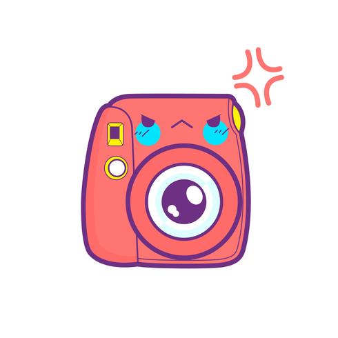 schattige camera sticker emoticon vector