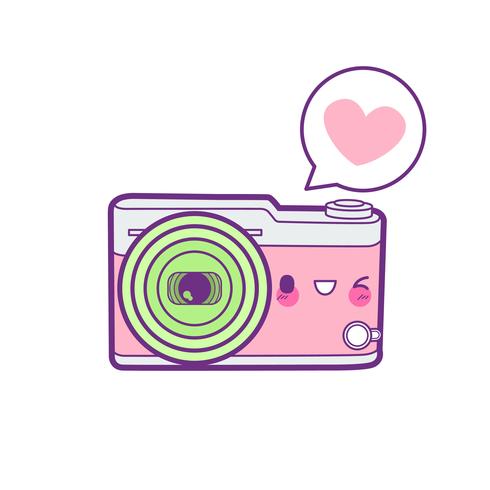 schattige camera sticker emoticon vector