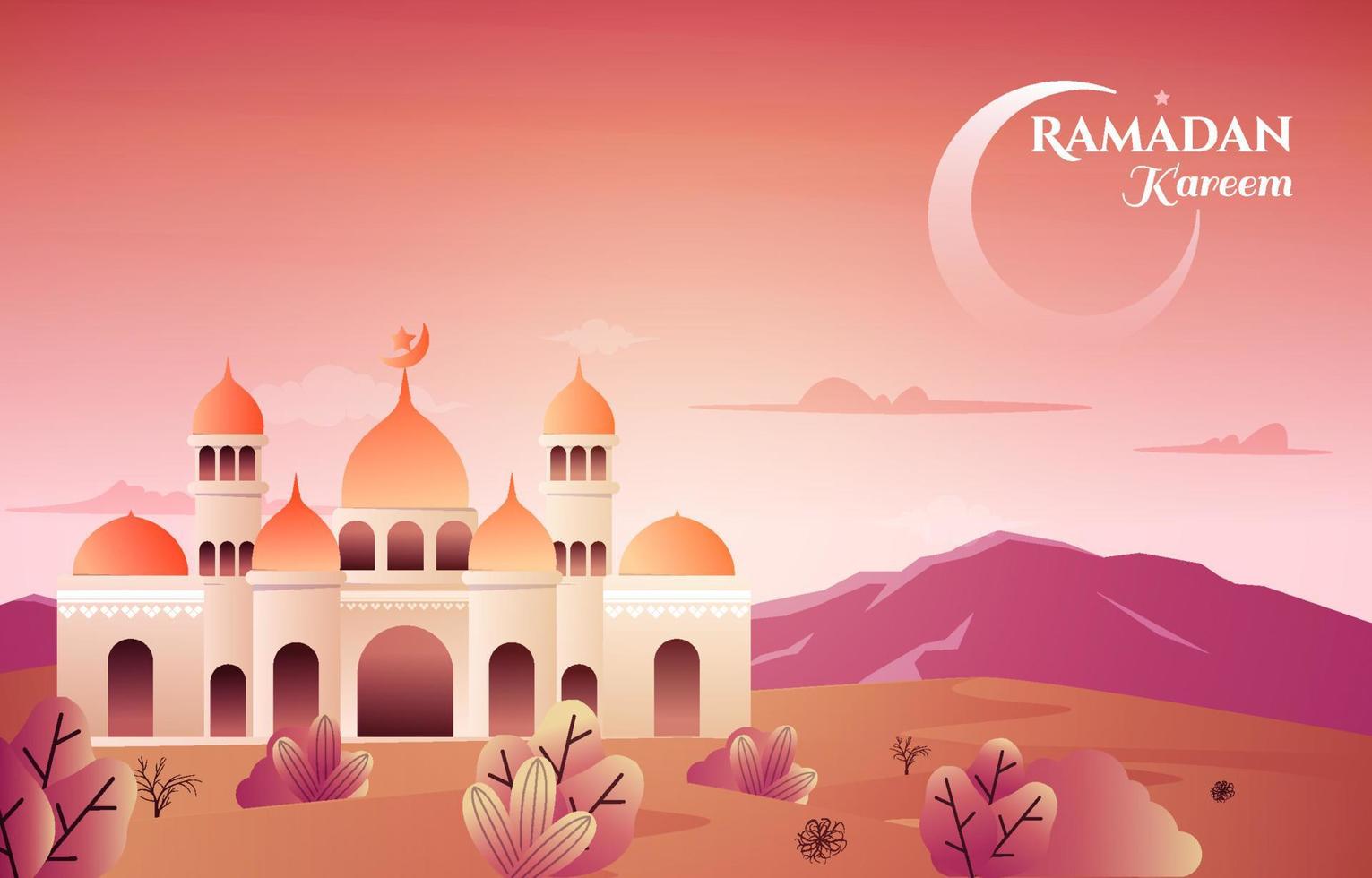 mooie moskee ramadan kareem groet islamitische vakantie moslim viering kaart vector