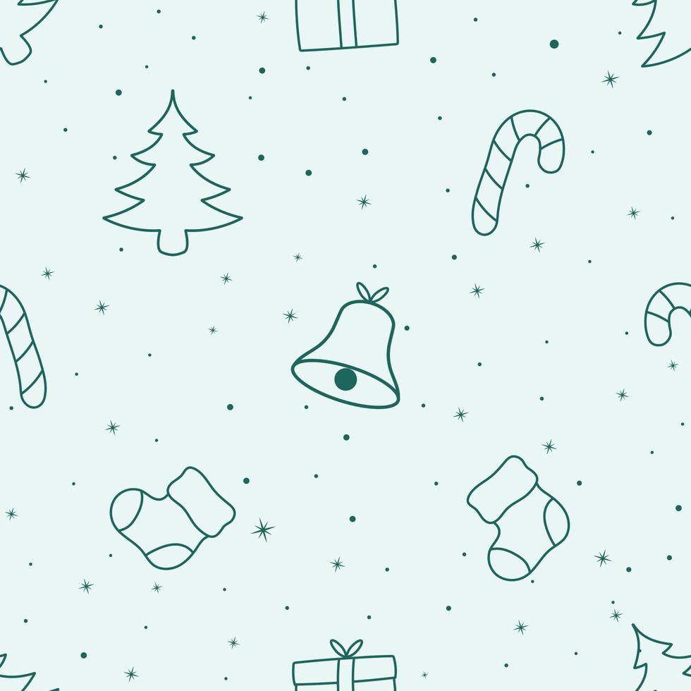 naadloos doodle kerstboompatroon met pastelkleurontwerp vector