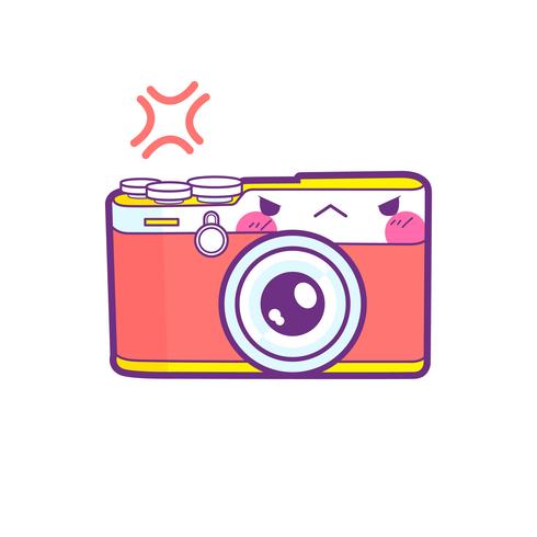 schattige camera sticker emoticon vector