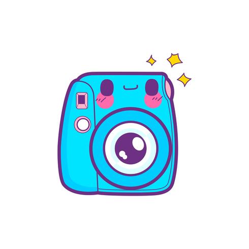 schattige camera sticker emoticon vector