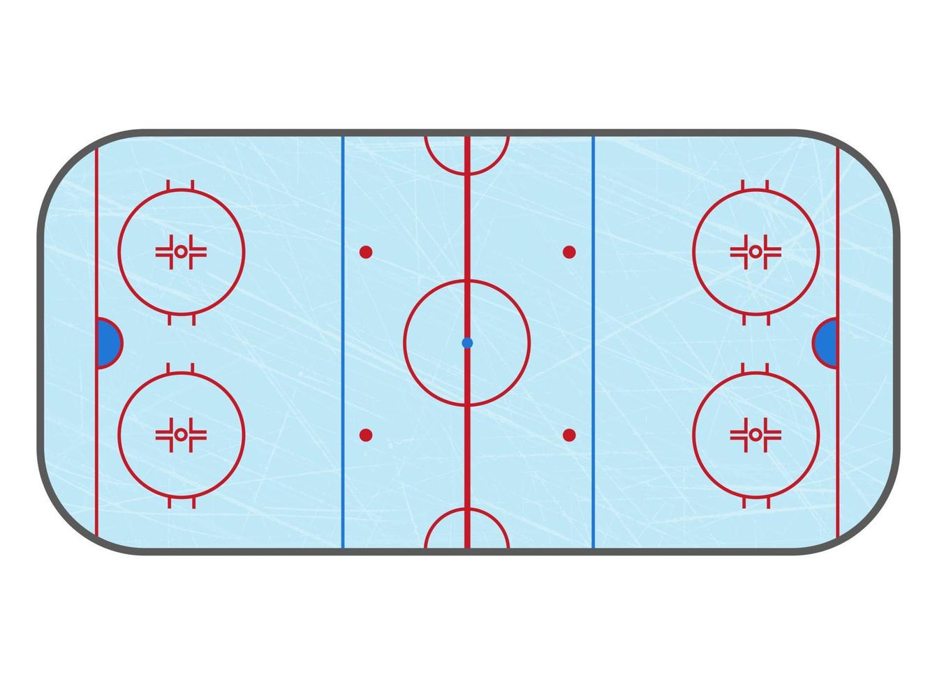 ijshockeybaan. bovenaanzicht arena met krassen. blauwe ijs textuur. vector illustratie