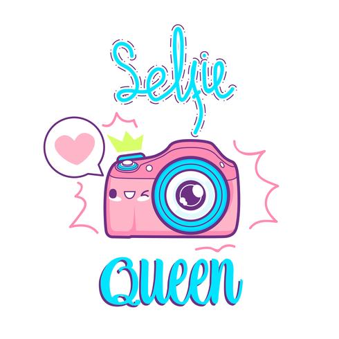 schattige camera sticker emoticon vector