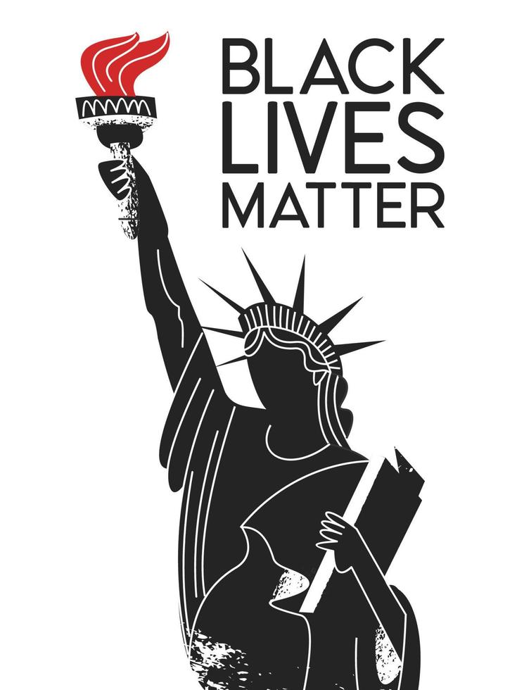Black Lives Matter. silhouet van het zwarte vrijheidsbeeld. vectorillustratie. vector
