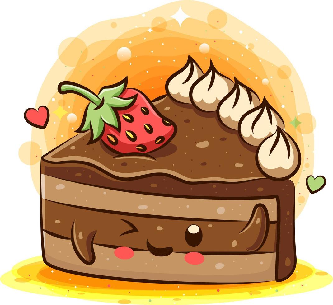 smakelijke cake kawaii stripfiguur vector