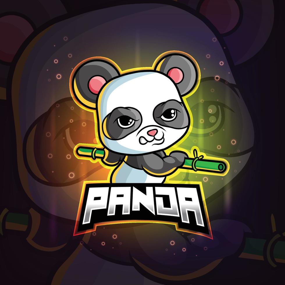 het panda-mascotte esport-logo-ontwerp vector