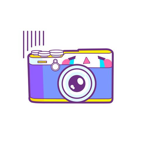 schattige camera sticker emoticon vector