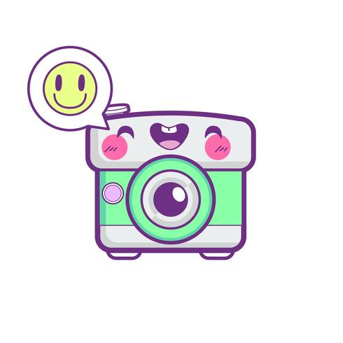 schattige camera sticker emoticon vector