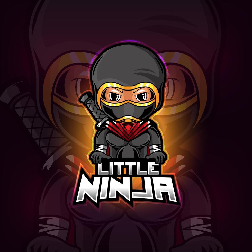 kleine ninja mascotte esport logo ontwerp vector