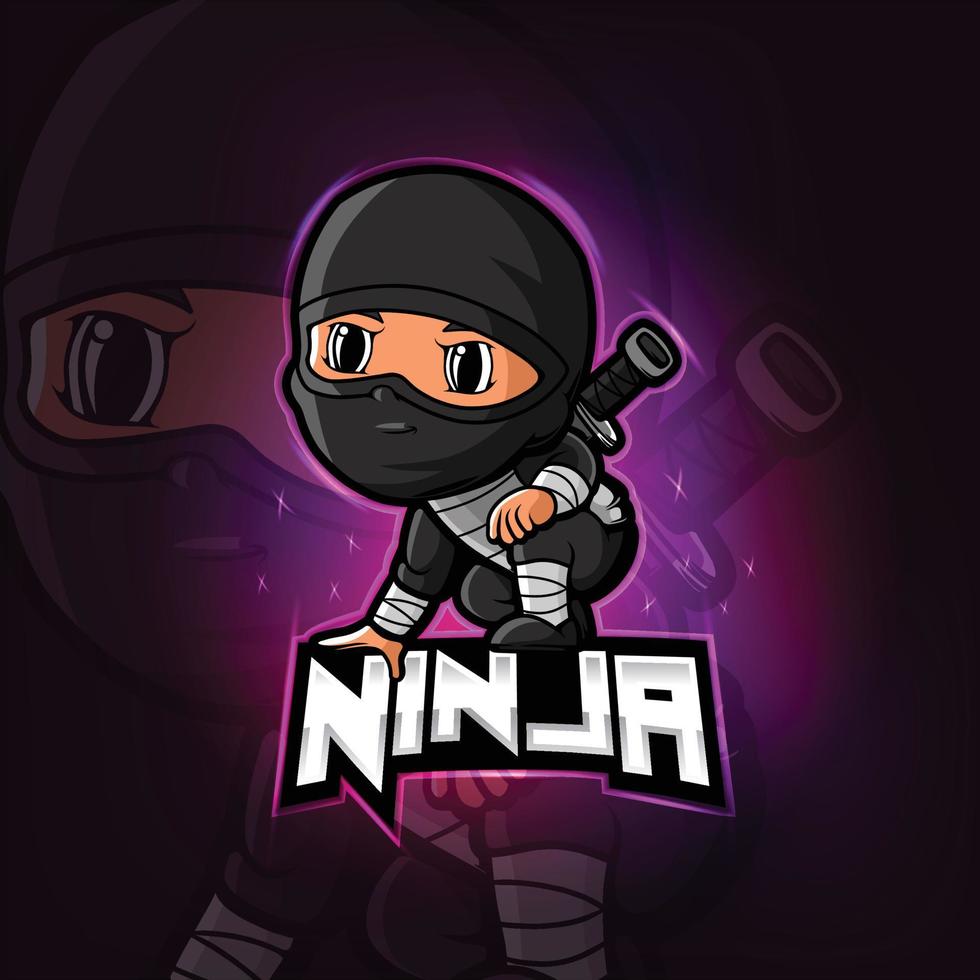 ninja mascotte esport logo ontwerp vector