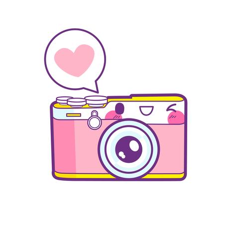 schattige camera sticker emoticon vector