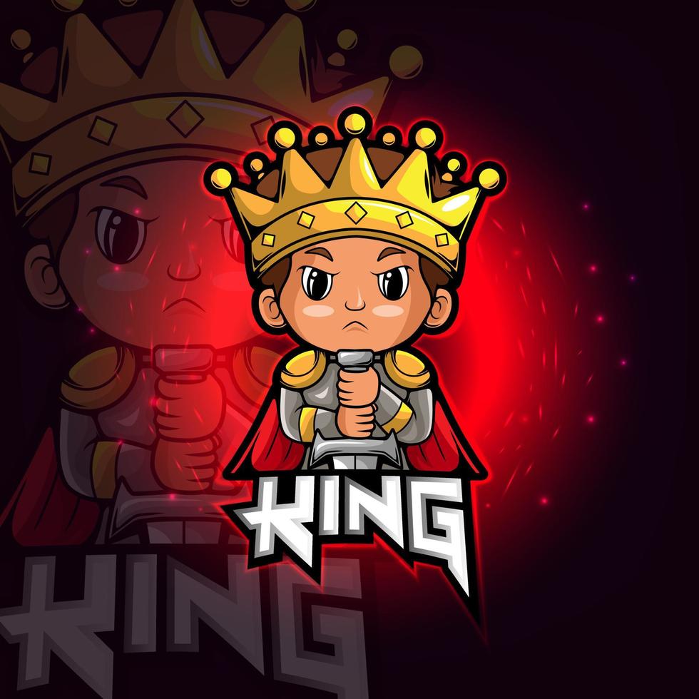 de koning esport mascotte logo ontwerp vector