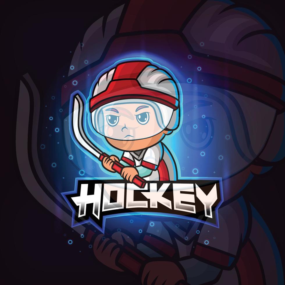 het ontwerp van het hockeymascotte esport-logo vector
