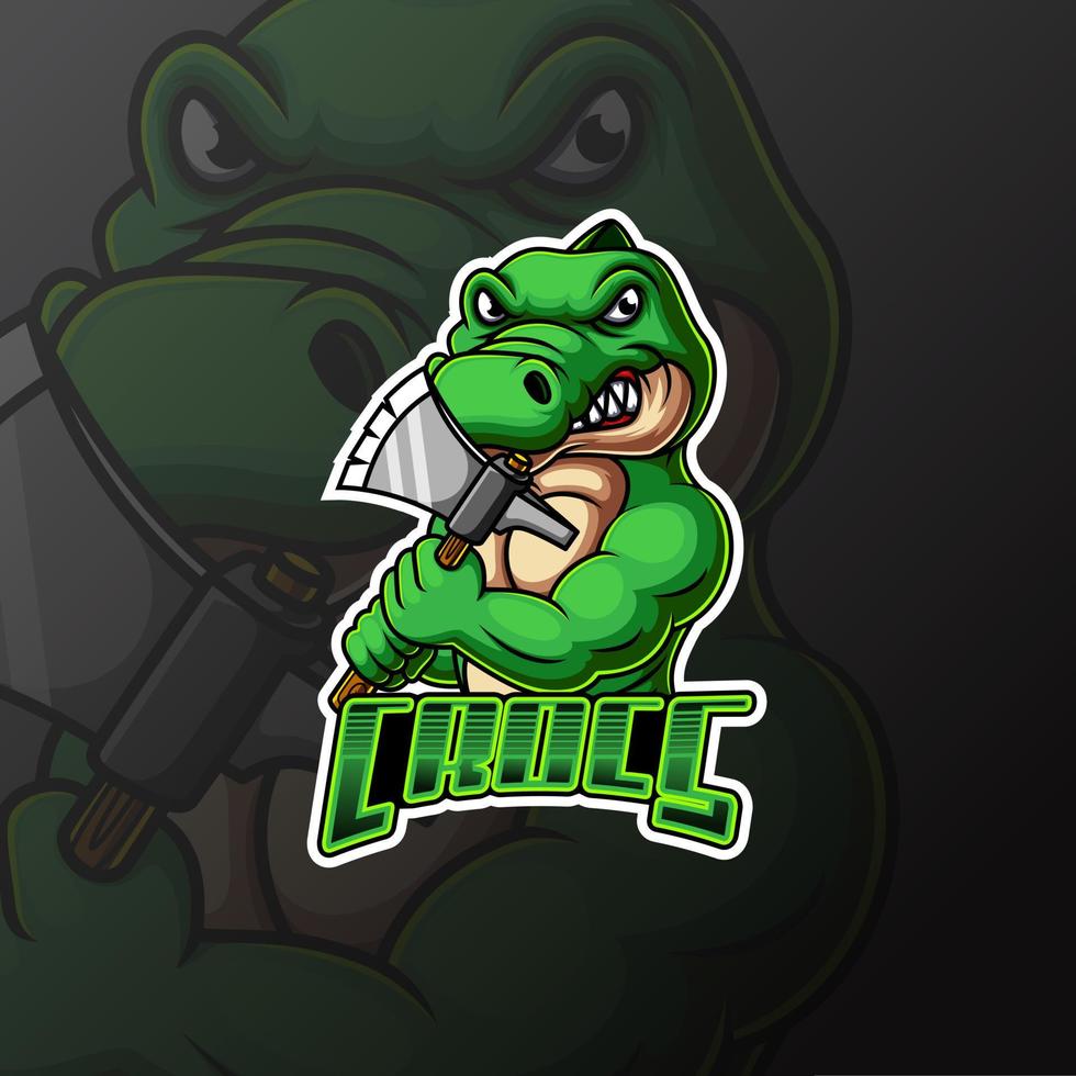 krokodil mascotte logo e sport gaming vector