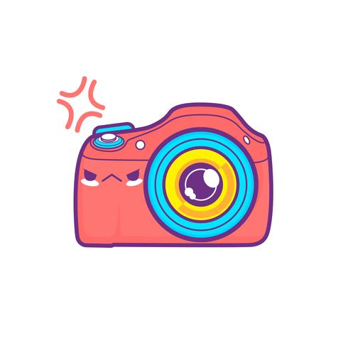 schattige camera sticker emoticon vector