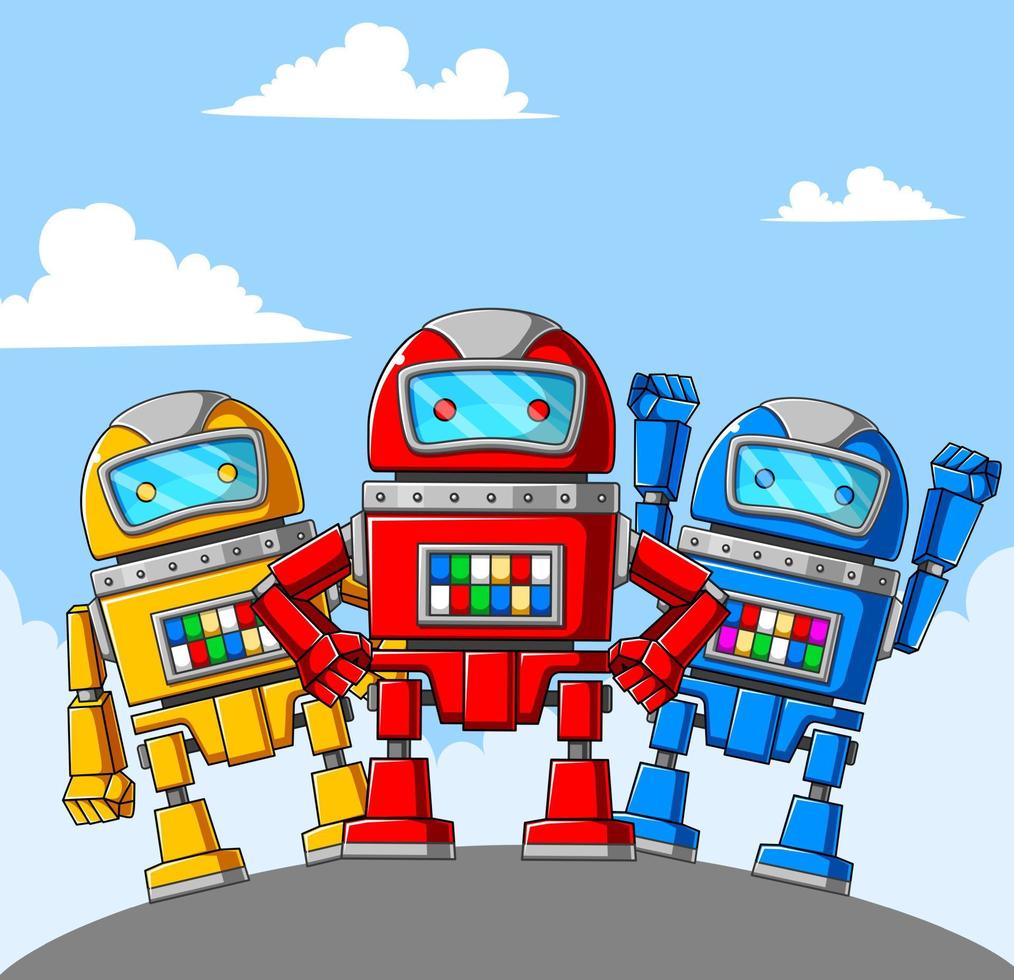 schattige drie robots vector