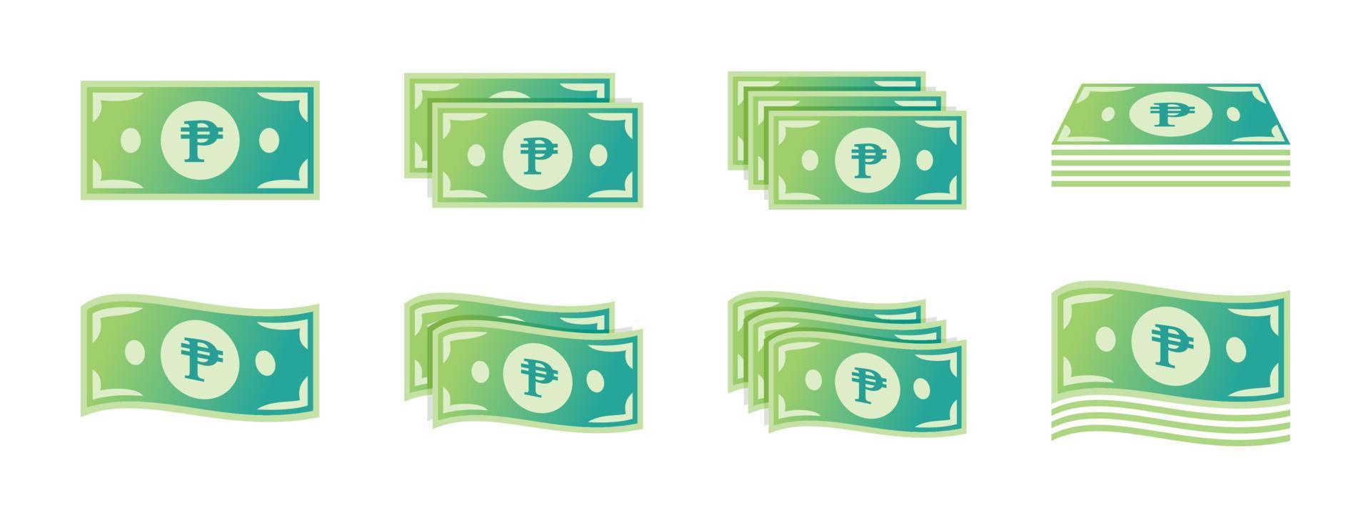 Filippijnse peso bankbiljet icon set vector