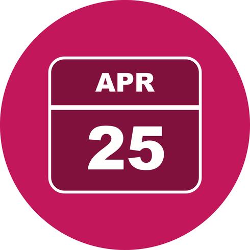 25 april Datum op een eendaagse kalender vector