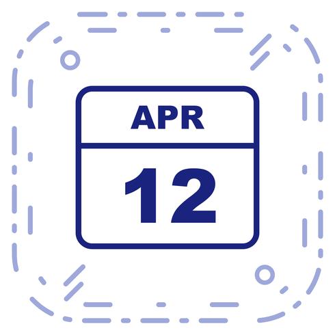 12 april Datum op een eendaagse kalender vector