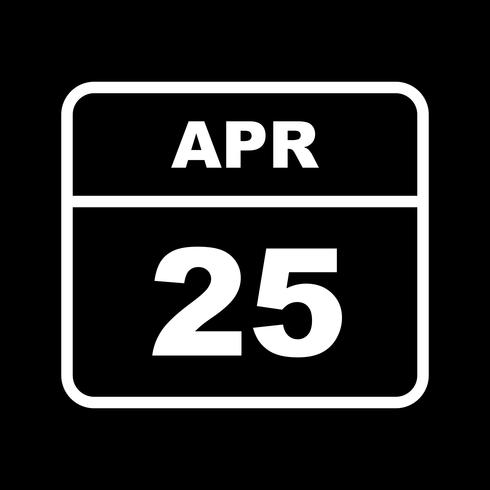 25 april Datum op een eendaagse kalender vector