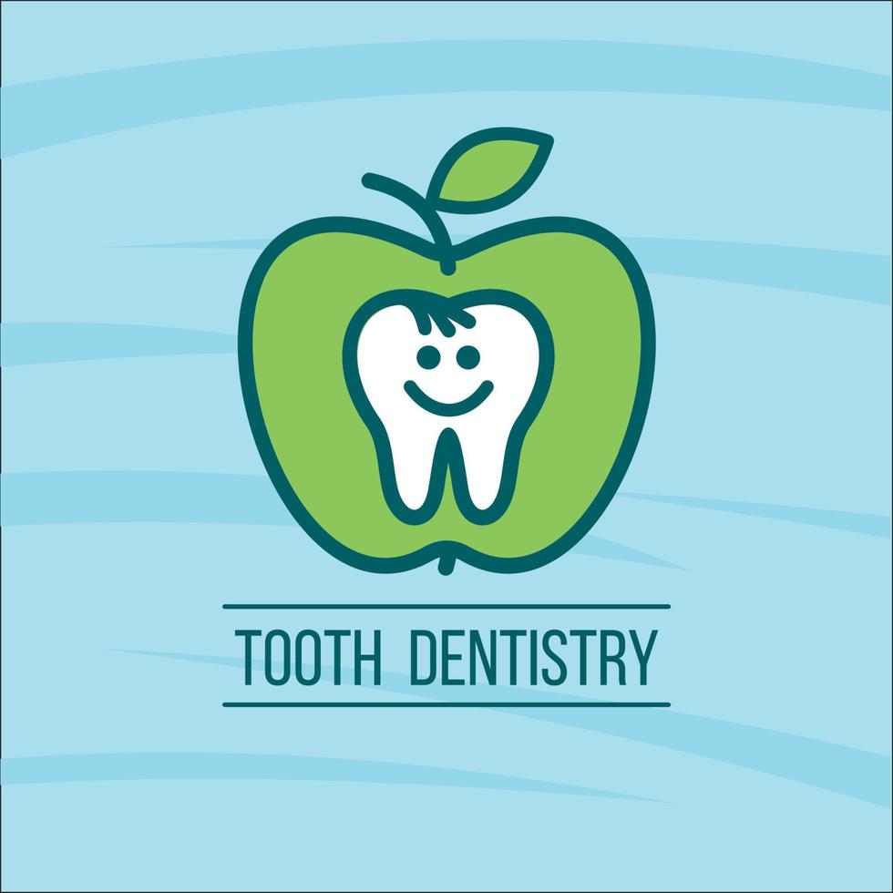 tandarts tand en een groene appel. vector logo van de tandheelkundige kliniek.