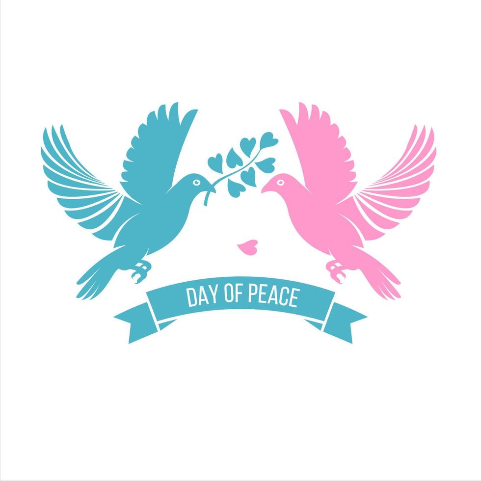 internationale dag van de vrede. de vredesduif. logo duiven en een olijftak. vector