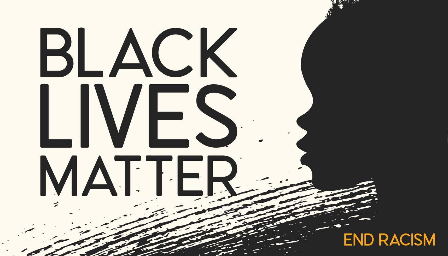 Black Lives Matter. slogan. het silhouet van een Afrikaanse Amerikaan op een lichte achtergrond. einde racisme. vectorillustratie. vector