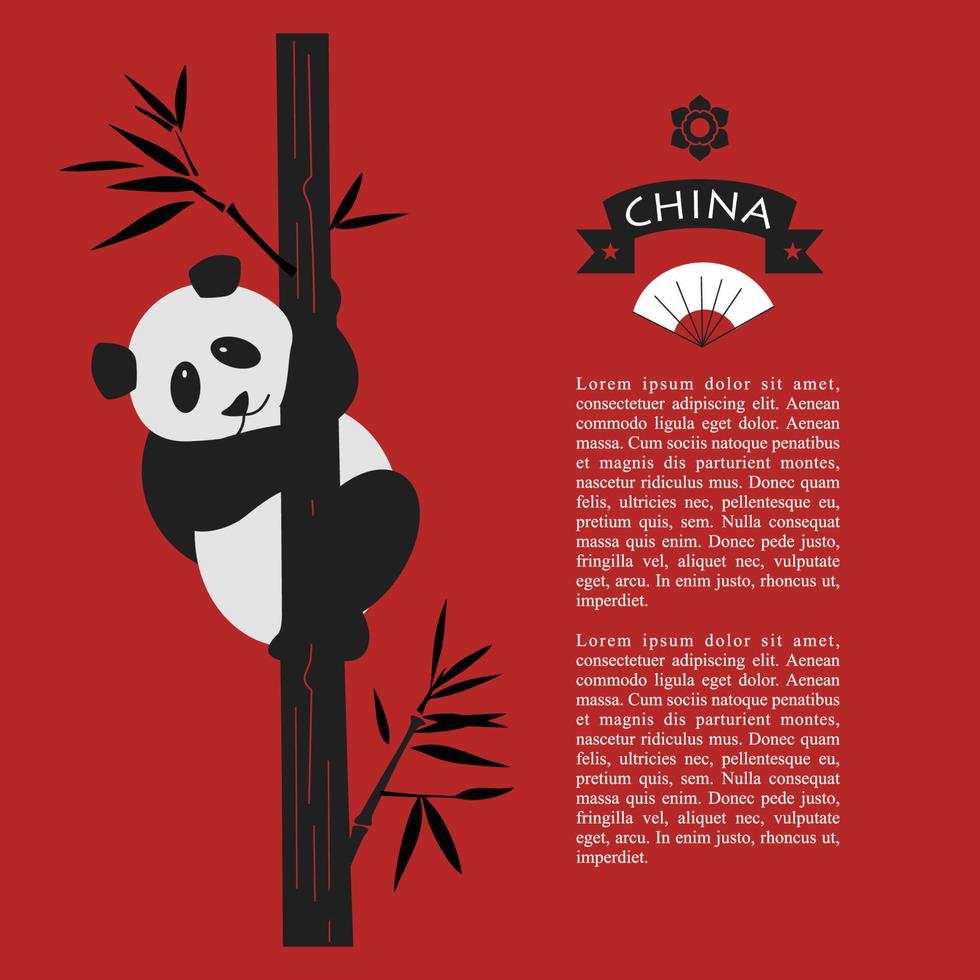 schattige chinese pandabeer. china, chinese tradities. vectorillustratie. vector