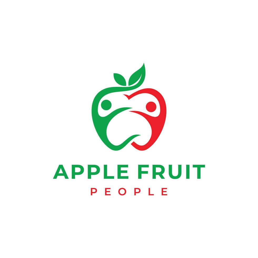 gezond pictogram met appel en abstracte figuur, appel gezondheidszorg vector logo sjabloon