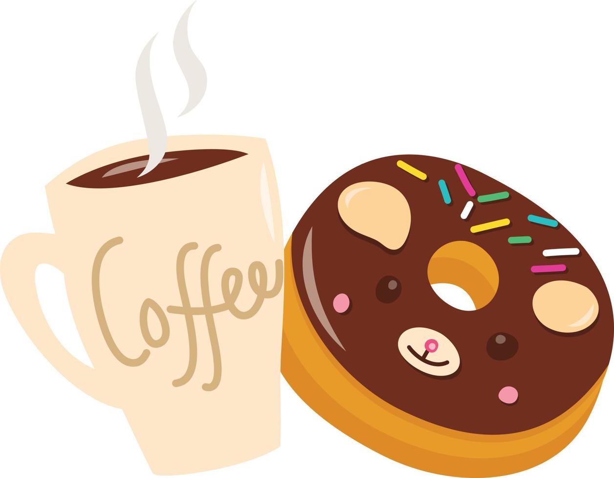 tekenfilmkoffie en donuts vector