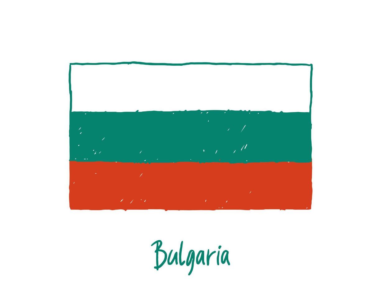 bulgarije vlag marker of potlood kleurenschets vector