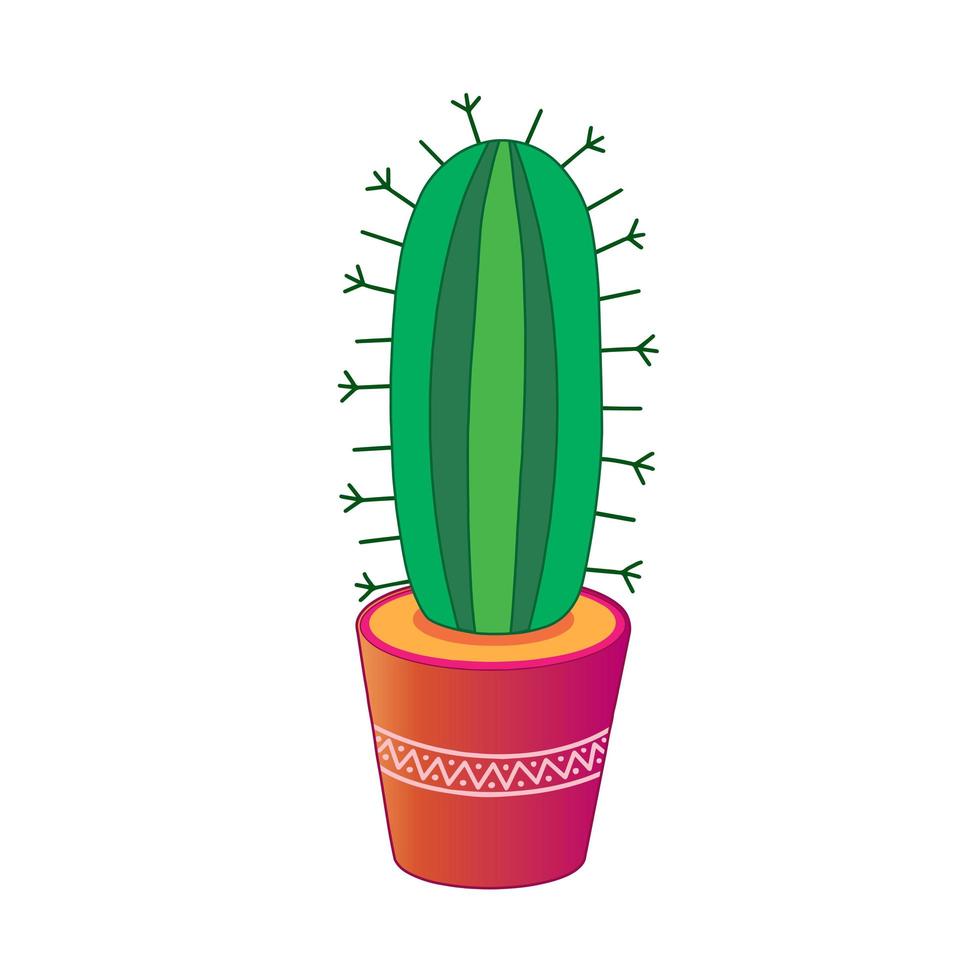 cactus. huiscactus in pot. illustratie voor afdrukken, achtergronden, wallpapers, covers, verpakkingen, wenskaarten, posters, stickers, textiel en seizoensontwerp. geïsoleerd op een witte achtergrond. vector